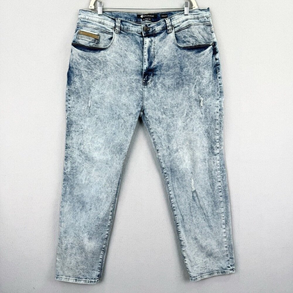 Rocawear Jeans Mens 40x31* Blue Classic Fit Acid Wash Denim Loose Stretch Grunge